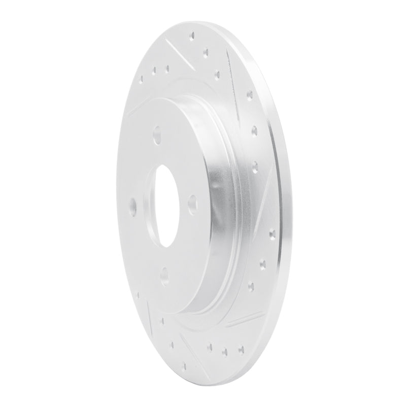 R1 Concepts R1 02-04 Ford Focus Rear Right Drilled & Slotted Silver Brake Rotor