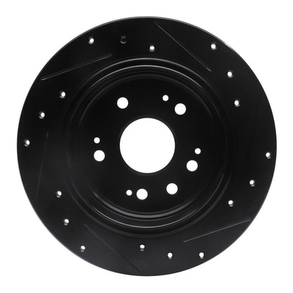 R1 Concepts R1 02-04 Honda CR-V Rear Left Drilled & Slotted Black Brake Rotor