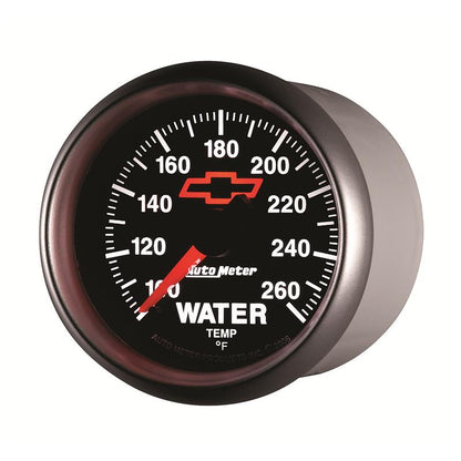 AutoMeter Gauge Water Temp 2-1/16in. 100-260 Deg. F Digital Stepper Motor Chevy Red Bowtie Black