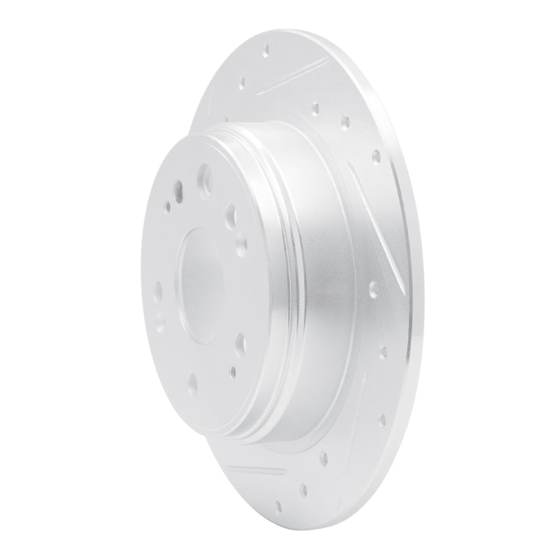R1 Concepts R1 02-04 Honda CR-V Rear Left Drilled & Slotted Silver Brake Rotor