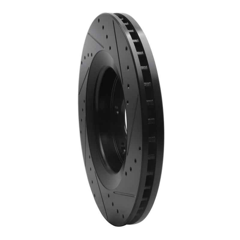 R1 Concepts R1 06-10 Jeep Grand Cherokee Front Left Drilled & Slotted Black Brake Rotor