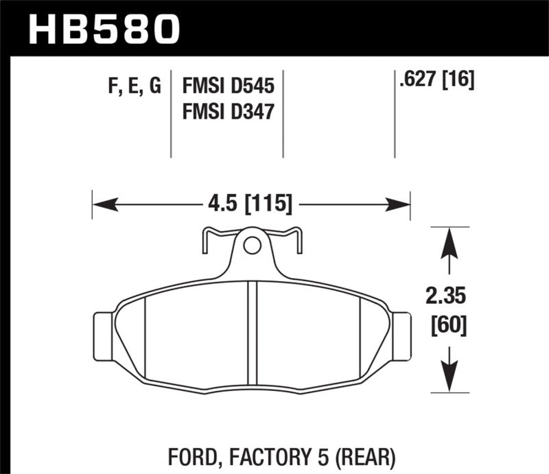 Hawk Performance Hawk 86-92 Ford Taurus SHO / 89-92 Ford Thunderbird Super Coupe DTC-60 Race Rear Brake Pads