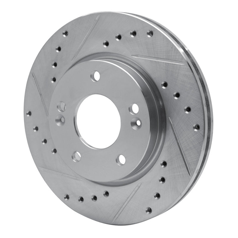 R1 Concepts R1 07-10 Hyundai Elantra Front Left Drilled & Slotted Silver Brake Rotor