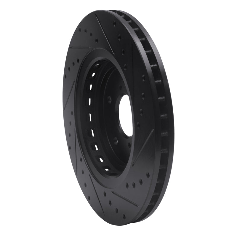 R1 Concepts R1 14-20 Acura TLX Front Left Drilled & Slotted Black Brake Rotor