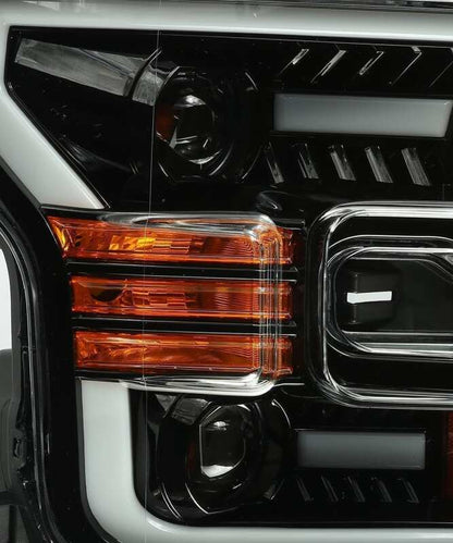 AlphaRex 15-17 Ford F-150 LUXX LED Projector Headlights Plank Style Alpha Blk w/Activ Light/DRL