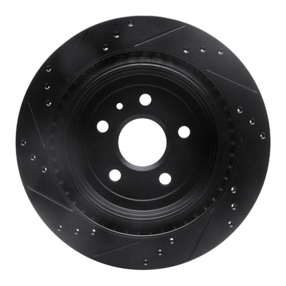 R1 Concepts R1 08-14 Cadillac CTS Rear Right Drilled & Slotted Black Brake Rotor