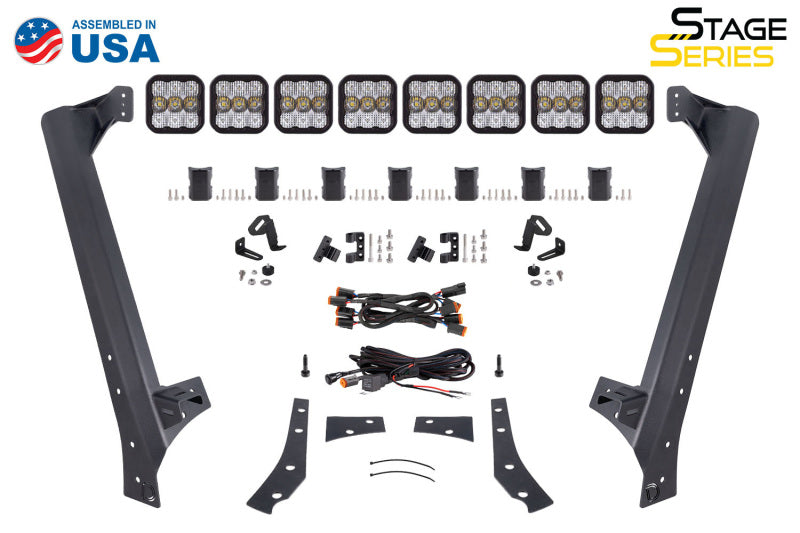 Diode Dynamics Jeep JK SS5 Pro CrossLink Windshield - Yellow Combo Lightbar Kit