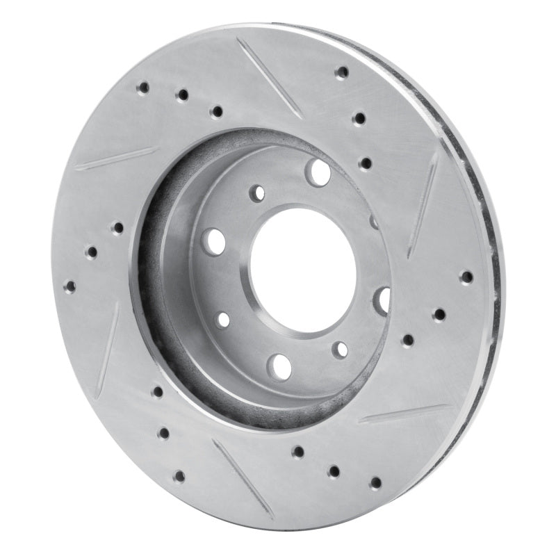 R1 Concepts R1 90-00 Honda Civic DEL SOL Front Left Drilled & Slotted Silver Brake Rotor