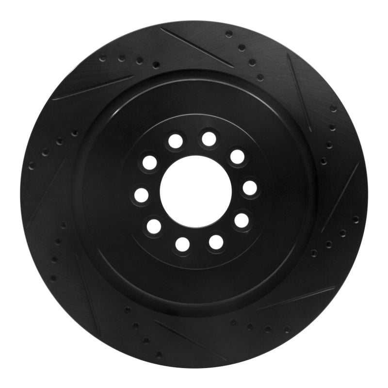 R1 Concepts R1 03-05 Jaguar S-Type Front Right Drilled & Slotted Black Brake Rotor