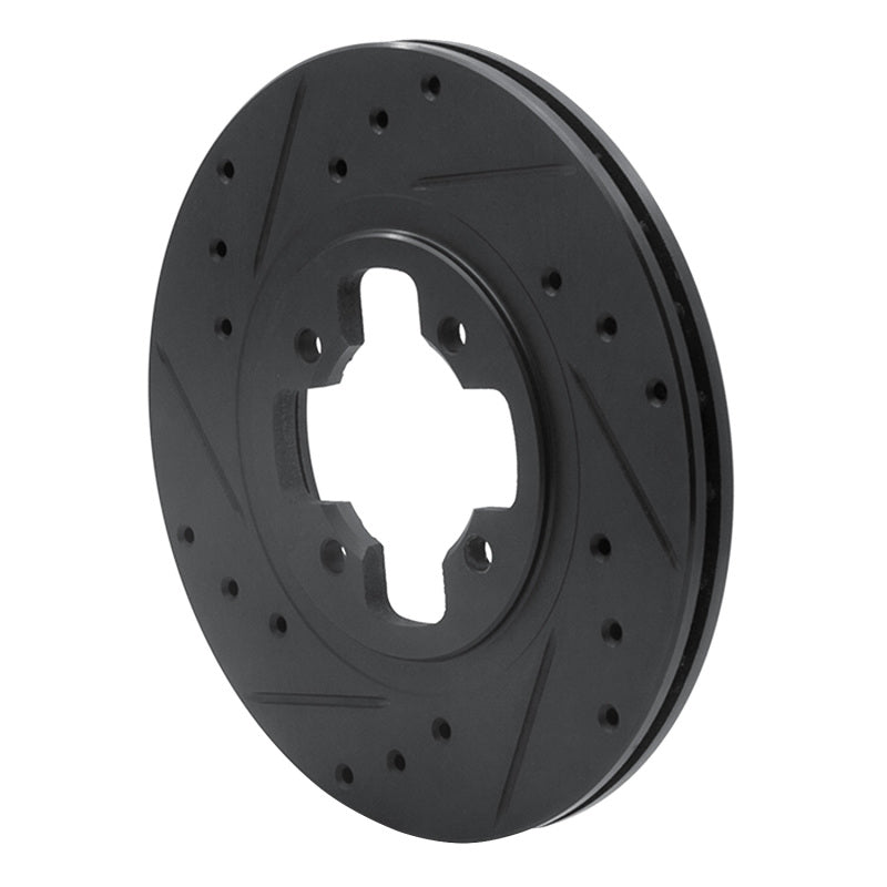 R1 Concepts R1 81-88 Nissan Maxima Front Left Drilled & Slotted Black Brake Rotor