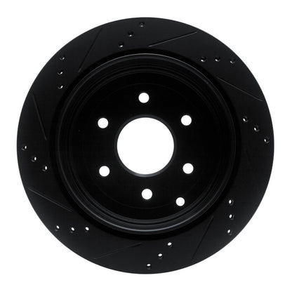 R1 Concepts R1 10-24 Infiniti QX80 Rear Right Drilled & Slotted Black Brake Rotor