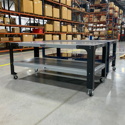 Wehrli Modular Steel Work Bench Leg Kit 40in Tall x .120in Thick - Flat Black