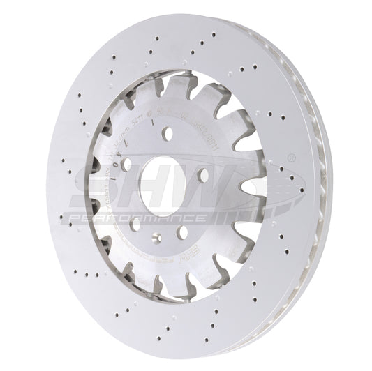 SHW Performance SHW 18-21 Audi TT Quattro 2.0L Front Drilled-Dimpled Lightweight Brake Rotor (8S0615301L)
