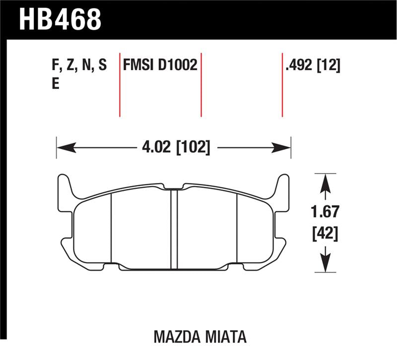 Hawk Performance Hawk 03-05 Miata w/ Sport Suspension HP+ Street Rear Brake Pads (D1002)