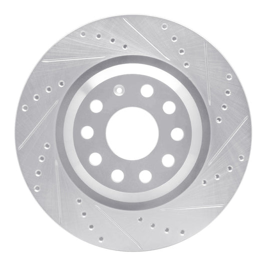 R1 Concepts R1 06-25 Audi Q3 Rear Right Drilled & Slotted Silver Brake Rotor