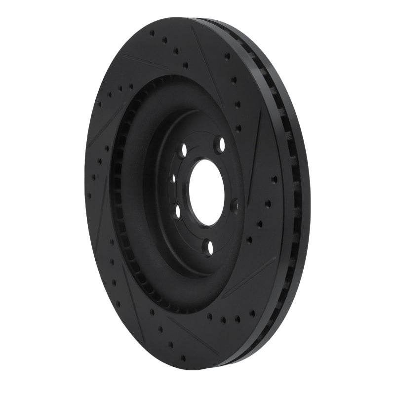 R1 Concepts R1 13-19 Ford Police Interceptor Sedan Front Left Drilled & Slotted Black Brake Rotor