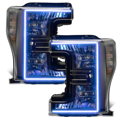 ORACLE Lighting Oracle 17-19 Ford F-250 SD Dynamic Pre-Assembled Headlights - Halogen - Black Edition -