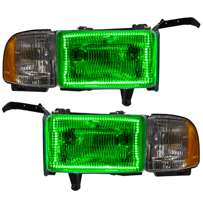 ORACLE Lighting Oracle 94-02 Dodge Ram Pre-Assembled Halo Headlights - ColorSHIFT w/o Controller