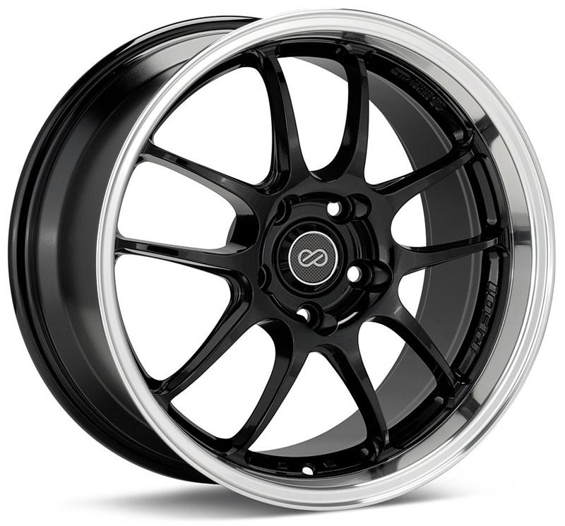Enkei PF01SS 17x8 5x114.3 50mm Offset 75mm Bore Diameter Gloss Black w/ Machined Lip
