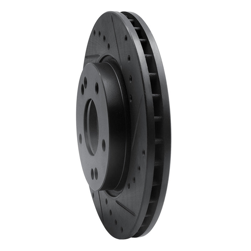 R1 Concepts R1 07-10 Hyundai Elantra Front Right Drilled & Slotted Black Brake Rotor