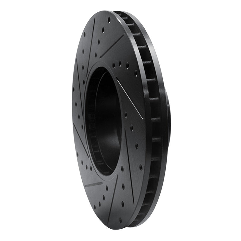 R1 Concepts R1 91-01 BMW 850CI Front Right Drilled & Slotted Black Brake Rotor