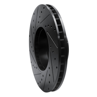 R1 Concepts R1 91-01 BMW 850CI Front Right Drilled & Slotted Black Brake Rotor