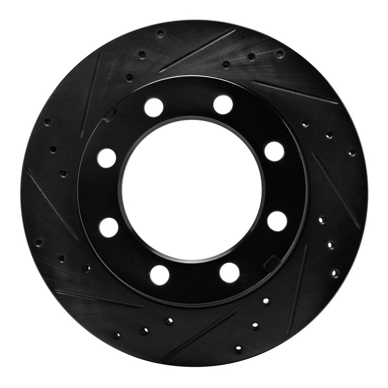 R1 Concepts R1 77-93 Chevrolet V30 & V3500 Pickup Front Left Drilled & Slotted Black Brake Rotor
