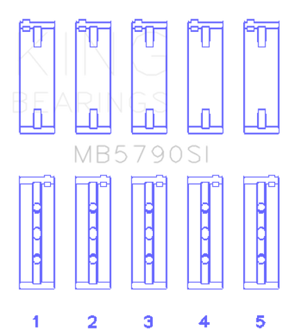 King Engine Bearings Porsche M 48.00/M 48.50 (Size +0.50mm) Main Bearing Set