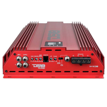DS18 1-Channel Amp 15000 Burst/0.5ohm 8000/1ohm 4800/2ohm 2500/4ohm Watts RMS w/ Voltmeter Red