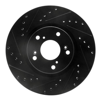 R1 Concepts R1 02-15 Acura CSX Front Left Drilled & Slotted Black Brake Rotor