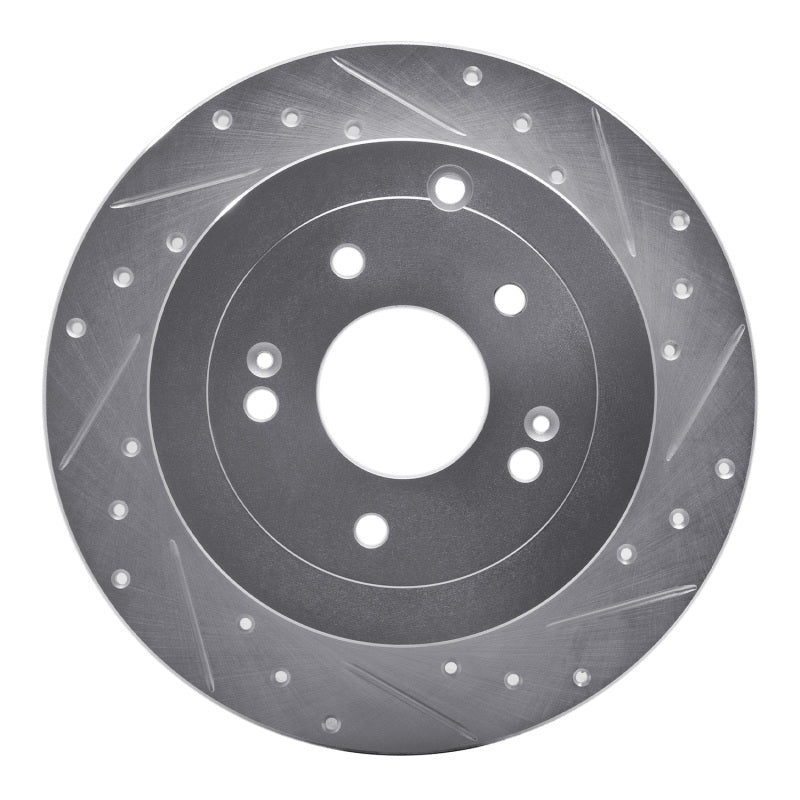R1 Concepts R1 07-09 Hyundai SANTA FE Rear Right Drilled & Slotted Silver Brake Rotor