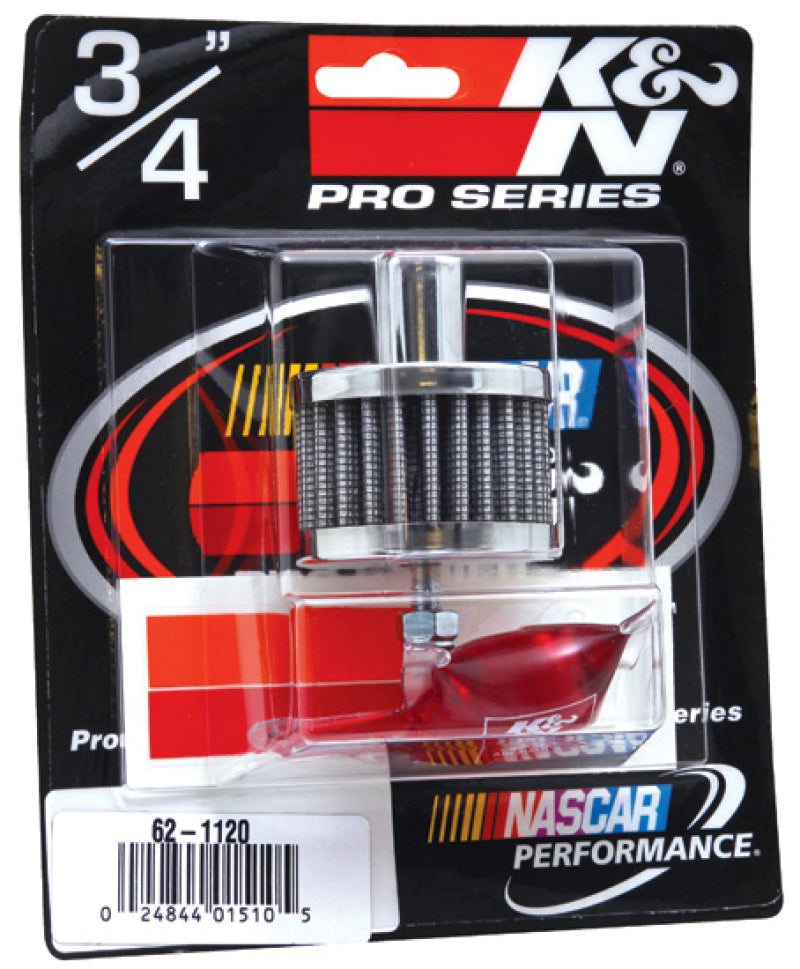 K&N Engineering K&N Steel Base Chrome Top Crankcase Vent Filter 3/4in OD Vent / 2in OD / 1-1/2in H Stud Mount