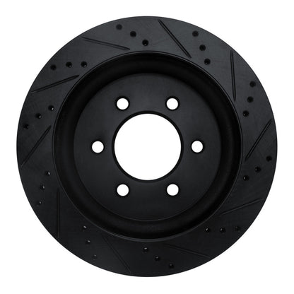 R1 Concepts R1 18-21 Ford F-150 4WD Rear Left Drilled & Slotted Black Brake Rotor