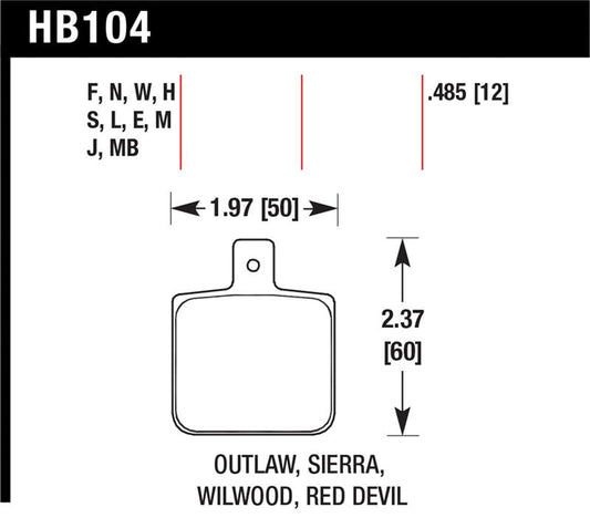 Hawk Performance Hawk Sierra/Outlaw/Wilwood HP+ Street Brake Pads