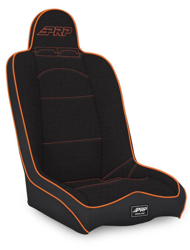 PRP Seats PRP Daily Driver High Back Suspension Seat- Black/Orange Tweed
