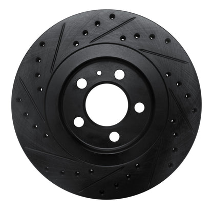 R1 Concepts R1 92-95 Volkswagen CORRADO Front Right Drilled & Slotted Black Brake Rotor
