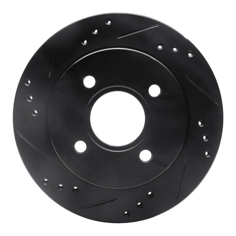 R1 Concepts R1 95-04 Ford Contour Rear Left Drilled & Slotted Black Brake Rotor