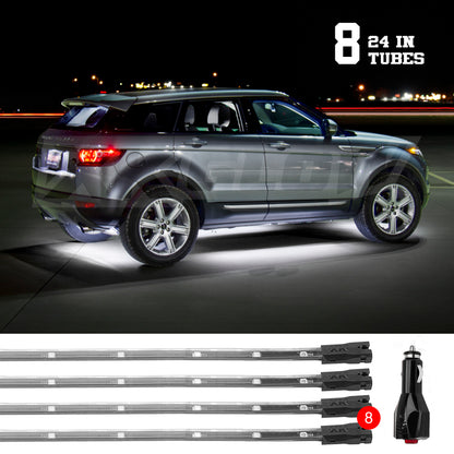 XKGLOW XK Glow Tube Single Color Underglow LED Accent Light Car/Truck Kit White - 8x24In