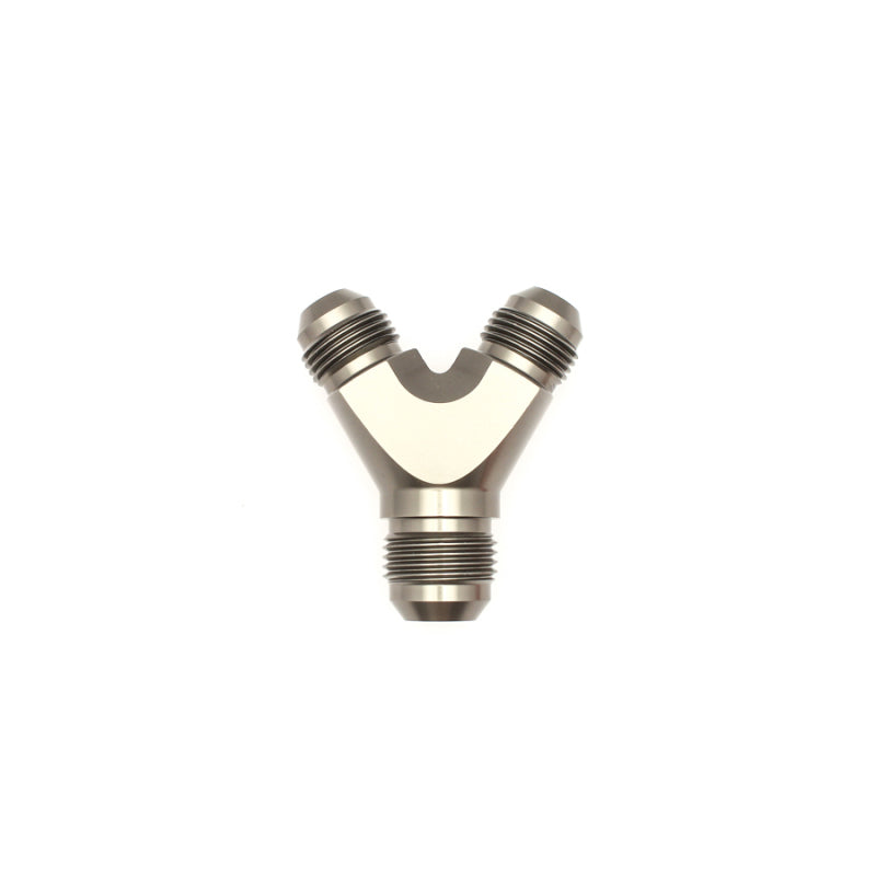DeatschWerks 8AN Male Flare + 8AN Male Flare to 10AN Male Flare Y Block Fitting