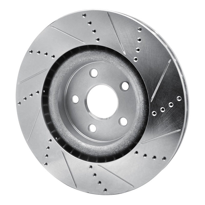R1 Concepts R1 2012-2025 Dodge Durango Front Left Drilled & Slotted Silver Brake Rotor
