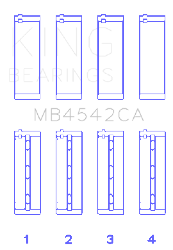 King Engine Bearings King Nissan VQ20DE, VQ25DD, VQ30DE/DD/DET, VQ35DE (Size Standard) Crankshaft Main Bearing (Set of 4)