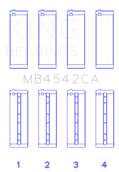 King Engine Bearings King Nissan VQ20DE, VQ25DD, VQ30DE/DD/DET, VQ35DE (Size Standard) Crankshaft Main Bearing (Set of 4)