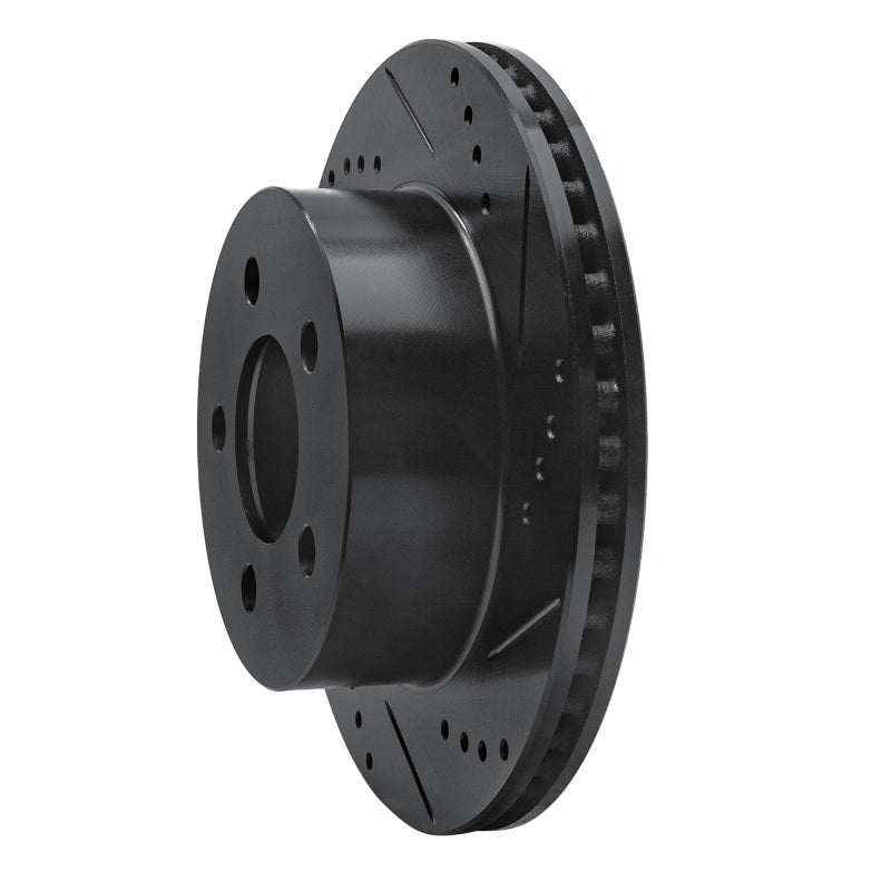 R1 Concepts R1 99-06 Jeep Wrangler Front Right Drilled & Slotted Black Brake Rotor