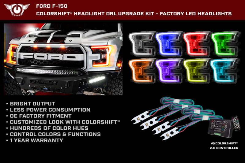 ORACLE Lighting Oracle 15-17 Ford F-150 Headlight DRL Upgrade Kit - ColorSHIFT w/ 2.0 Controller