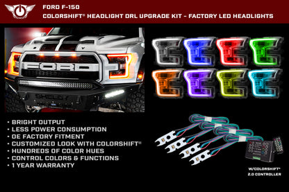 ORACLE Lighting Oracle 15-17 Ford F-150 Headlight DRL Upgrade Kit - ColorSHIFT w/ 2.0 Controller
