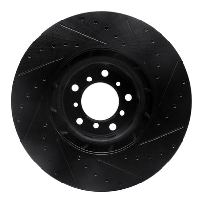 R1 Concepts R1 00-03 BMW M5 Right Front Drilled & Slotted Black Brake Rotor