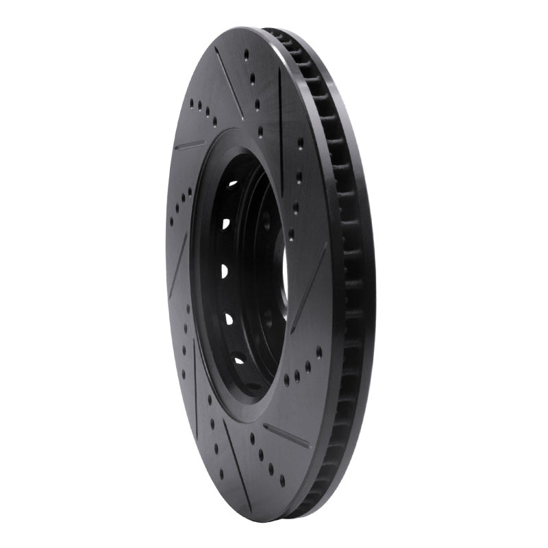 R1 Concepts R1 16-22 Acura ILX Front Left Drilled & Slotted Black Brake Rotor
