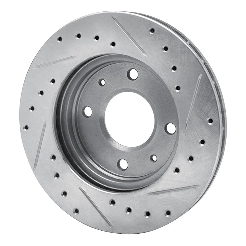 R1 Concepts R1 85-91 Dodge COLT Front Left Drilled & Slotted Silver Brake Rotor