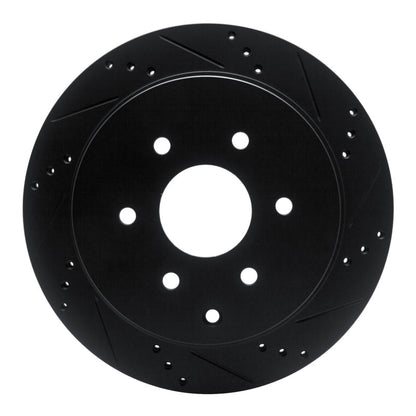 R1 Concepts R1 10-24 Infiniti QX80 Rear Right Drilled & Slotted Black Brake Rotor