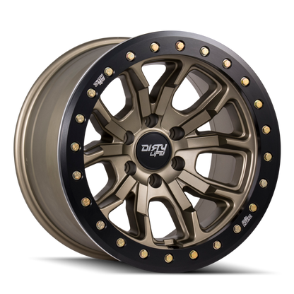 Dirty Life 9303 DT-1 20x9 / 8x165.1 BP / 0mm Offset / 130.8mm Hub Satin Gold Wheel - Beadlock